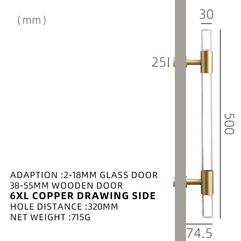 Dooroom Brass Acrylic Door Handles Double Door Wood Door Shower Room Single Side Double Side Matt Gold Pulls DOOROOM