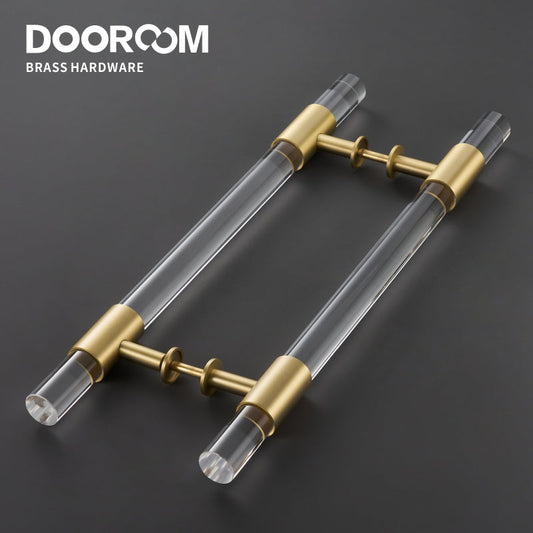 Dooroom Brass Acrylic Door Handles Double Door Wood Door Shower Room Single Side Double Side Matt Gold Pulls DOOROOM
