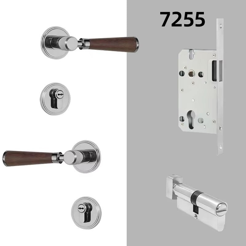 Dooroom Brass Door Lock Set Modern Walnut Wood Simplicity Trapezoid Light Luxury Wooden Door Handles Furniture Bedroom Door Lock DOOROOM