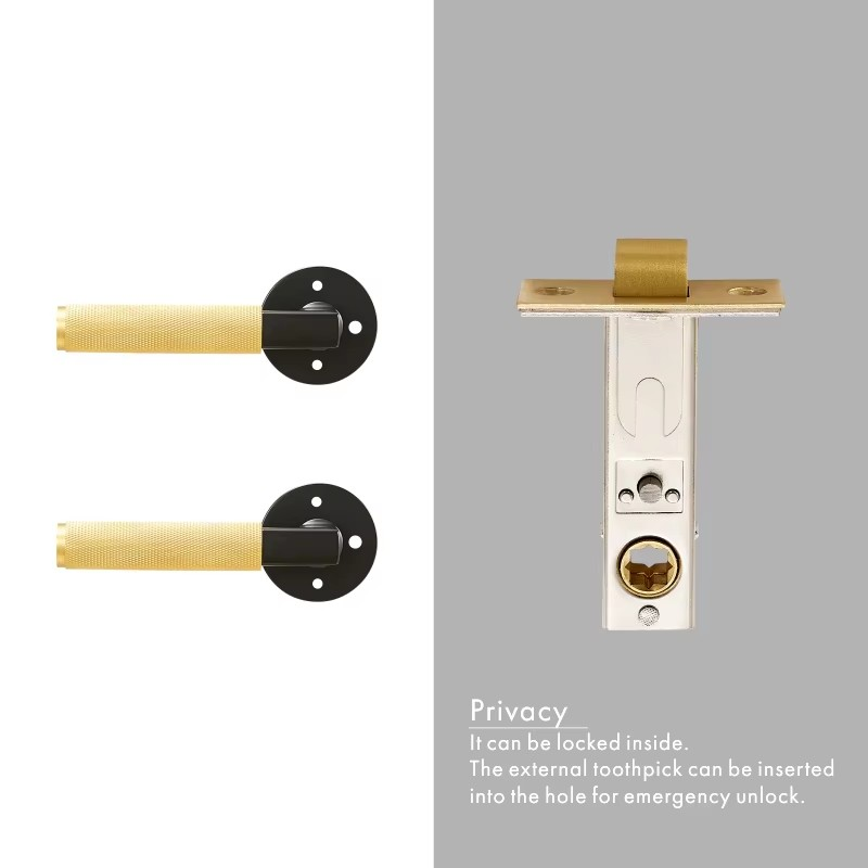 Dooroom thumbturn Knurled Brass Door Lock Set Modern Interior Bedroom Bathroom Wood Door Lever Set Dummy Privacy Passage Lock DOOROOM