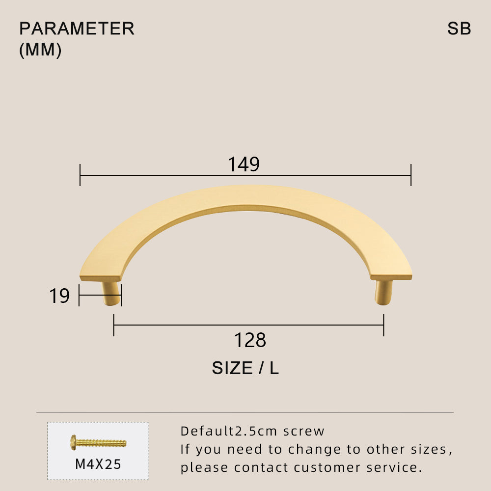 Dooroom Brass Furniture Handles Modern Light Luxury Semi Circle Pulls Wardrobe Dresser Cupboard Cabinet Drawer half moon Knobs DOOROOM