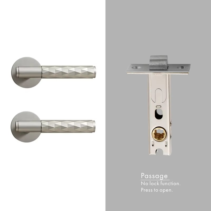 Dooroom Brass Door Lock Set Brushed Nickel Hammered Interior Bedroom Bathroom Double Wood Door Lever Set Dummy Privacy Passage DOOROOM
