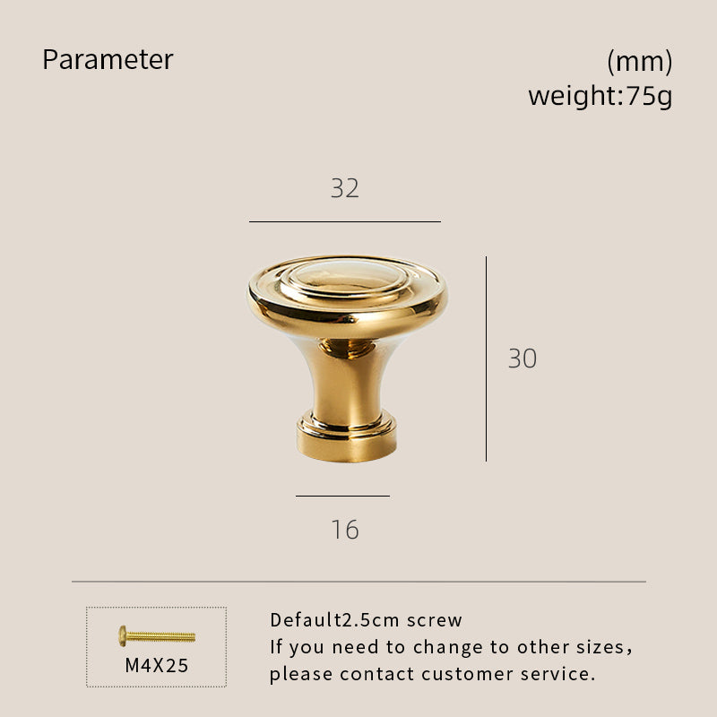 Dooroom Solid Brass Handle Simple Wardrobe Cabinet Round Drawer Knob European Mushroom Type Porcelain Bling Single Hole Handle DOOROOM