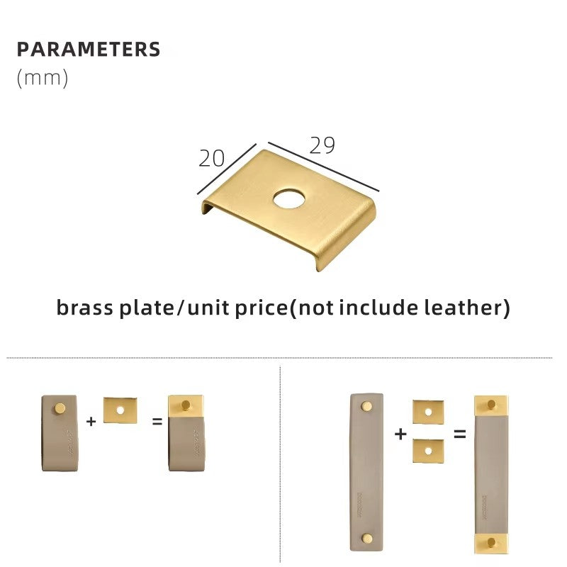 Dooroom Brass&Leather Furniture Handles Nordic Modern Wardrobe Dresser Cupboard Cabinet Drawer Shoe Box Wine Bar Pulls Knobs DOOROOM