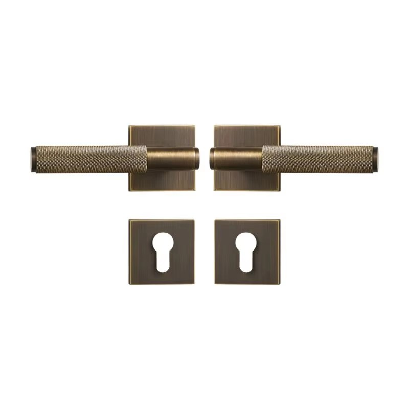 Dooroom Brass Door knurled handle Set Modern Interiror Bedroom Bathroom Door Lever Set Dummy Privacy Passage lock DOOROOM