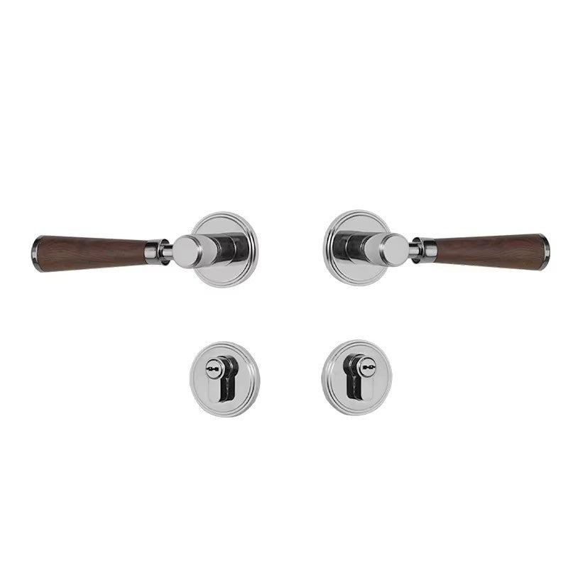 Dooroom Brass Door Lock Set Modern Walnut Wood Simplicity Trapezoid Light Luxury Wooden Door Handles Furniture Bedroom Door Lock DOOROOM