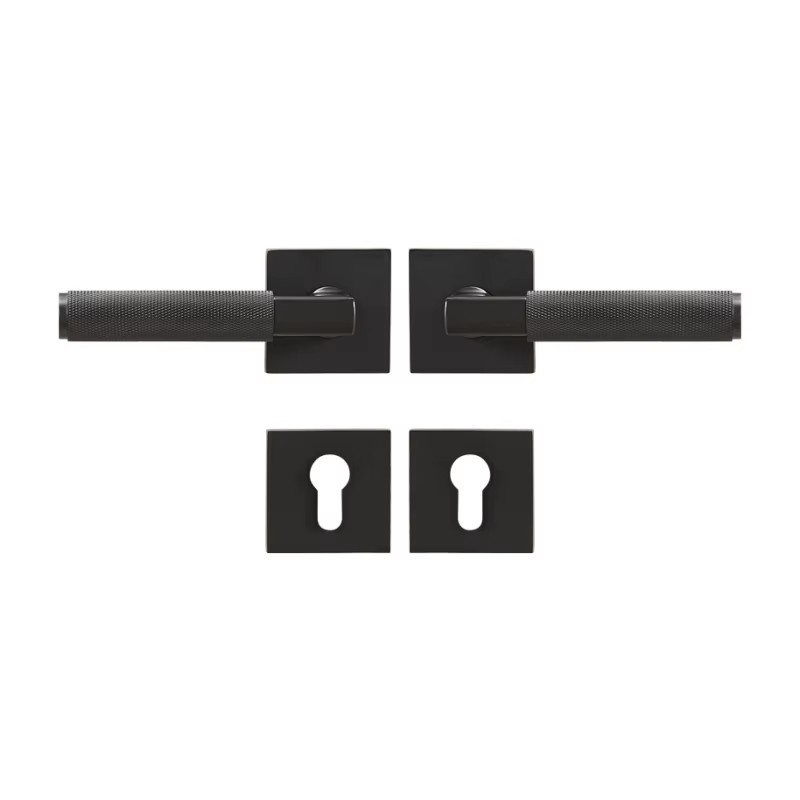 Dooroom Knurled Brass Door Lock Set Modern Interior Bedroom Bathroom Double Wood Door Lever Set Dummy Privacy Passage Lock DOOROOM