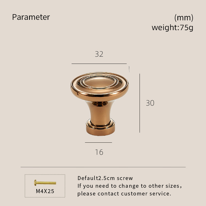 Dooroom Solid Brass Handle Simple Wardrobe Cabinet Round Drawer Knob European Mushroom Type Porcelain Bling Single Hole Handle DOOROOM