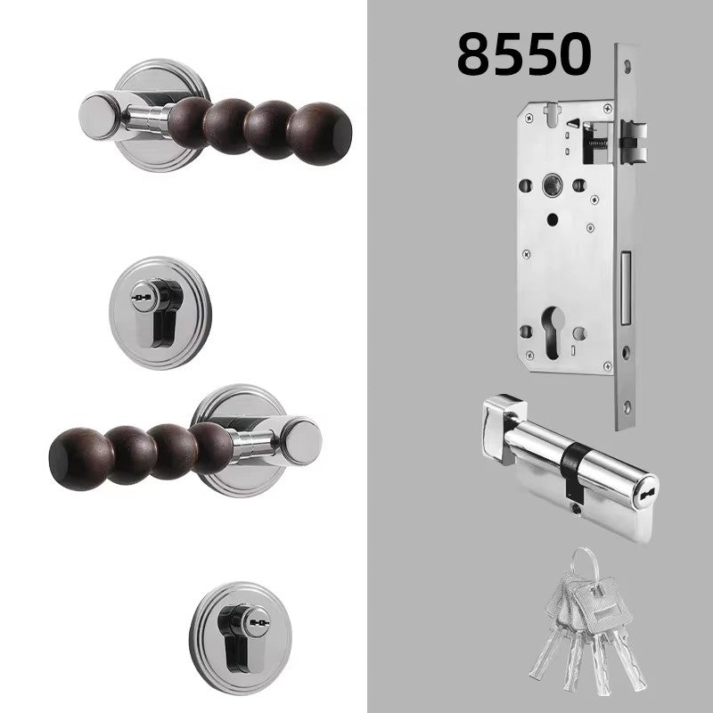 Dooroom Brass Walnut Door Lock Set Modern Walnut Wood Modern Furniture Room Door Handle Magnetic Mute Bathroom Bedroom Door Lock DOOROOM