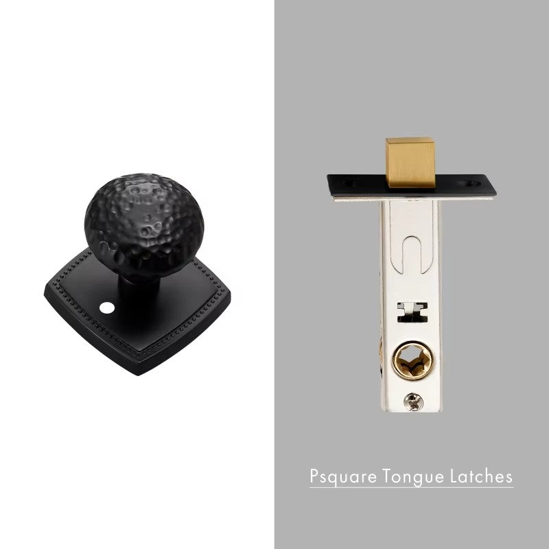 Dooroom Brass Door Lock Set Hammered Modern Bedroom Bathroom Double Lever Dummy Privacy Passage Hidden Handle Knob DOOROOM