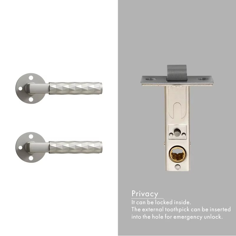 Dooroom Brass Door Lock Set Modern Black Nickel Hammered Interior Bedroom Bathroom Double Wood Door Lever Dummy Privacy Passage DOOROOM