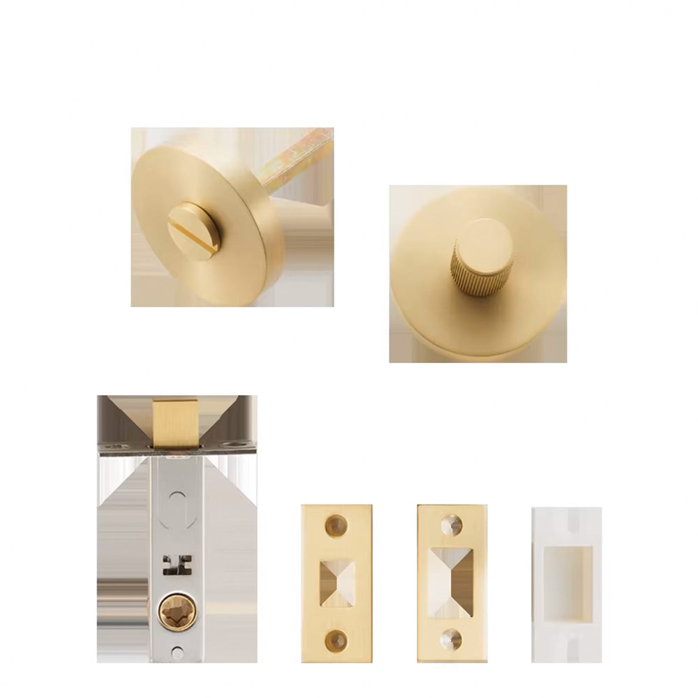 Dooroom US Standard for 2-1/8" Brass Privacy Passage Stripe Door Lock Set Gold Black Antique Bronze Optional Round Panel DOOROOM