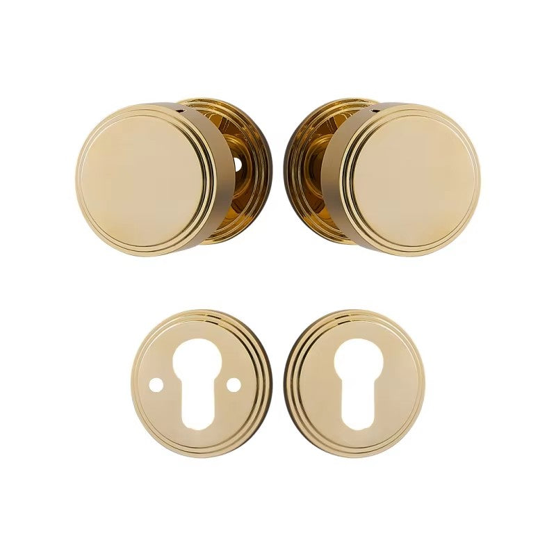 Dooroom Brass Door Lock Set PVD Shiny Gold Bright Chrome Interior Bedroom Bathroom Double Wood Door Lever Dummy Passage Privacy DOOROOM