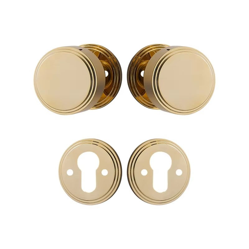 Dooroom Brass Door Lock Set PVD Shiny Gold Bright Chrome Interior Bedroom Bathroom Double Wood Door Lever Dummy Passage Privacy DOOROOM
