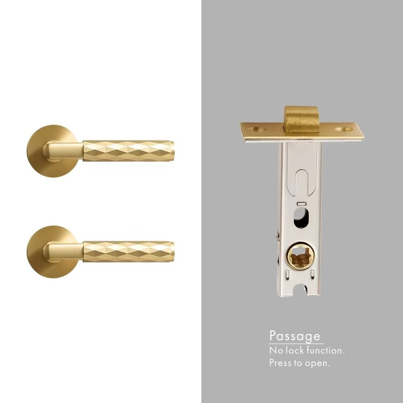 Dooroom Brass Door Lock Set Modern Black Nickel Hammered Interior Bedroom Bathroom Double Wood Door Lever Dummy Privacy Passage DOOROOM