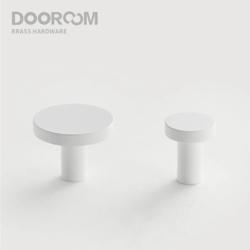Dooroom Brass Matt White Round Cabinet Handles Wardrobe Drawer Knobs Kids' Room Indoor Kitchen Hallway Wall Clothes Hook DOOROOM