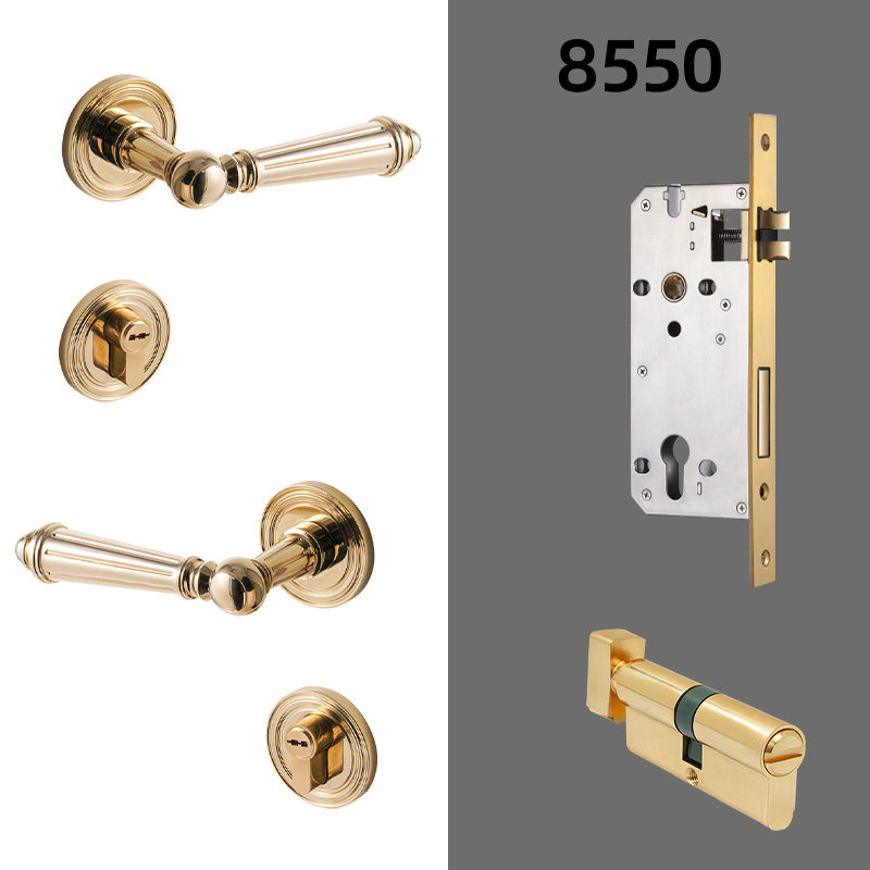 Dooroom Brass Door Lever Set Bright Silver French Retro Bedroom Gold Chrome New Classic Solid Wood Interior Lock Set Dummy Lock DOOROOM