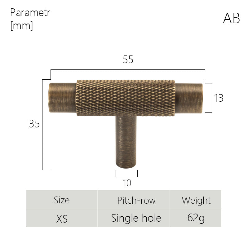 Dooroom Brass Furniture Handles Modern Knurled Antique Brass Cupboard Wardrobe Dresser Shoe Box Drawer Cabinet Knobs T-Bar DOOROOM