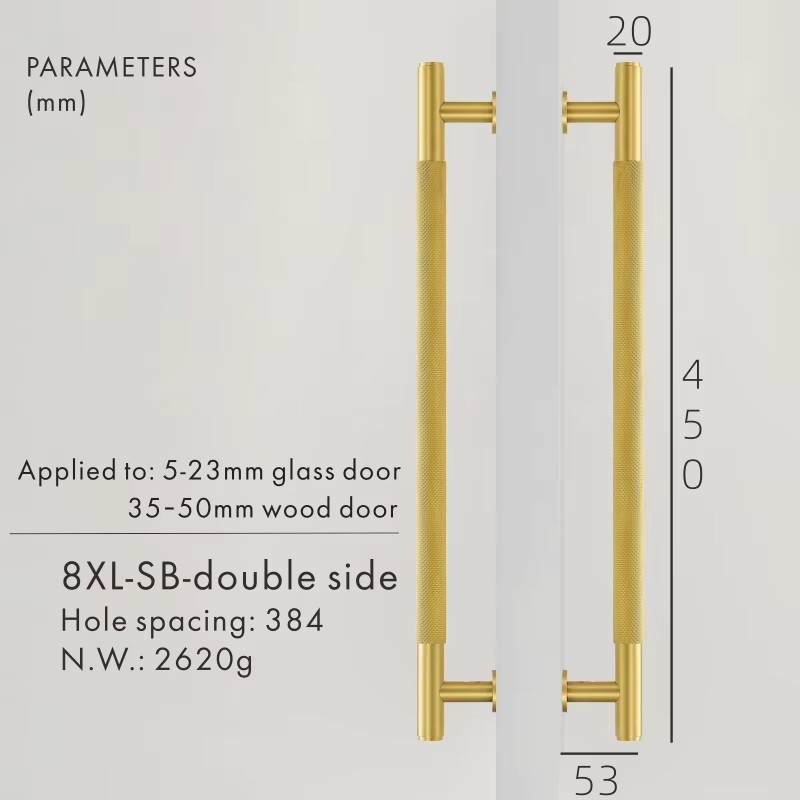 Dooroom Brass Knurled Door Handles Double Door Wood Door Shower Room Single Side Double Side Matt Gold Black Pulls DOOROOM