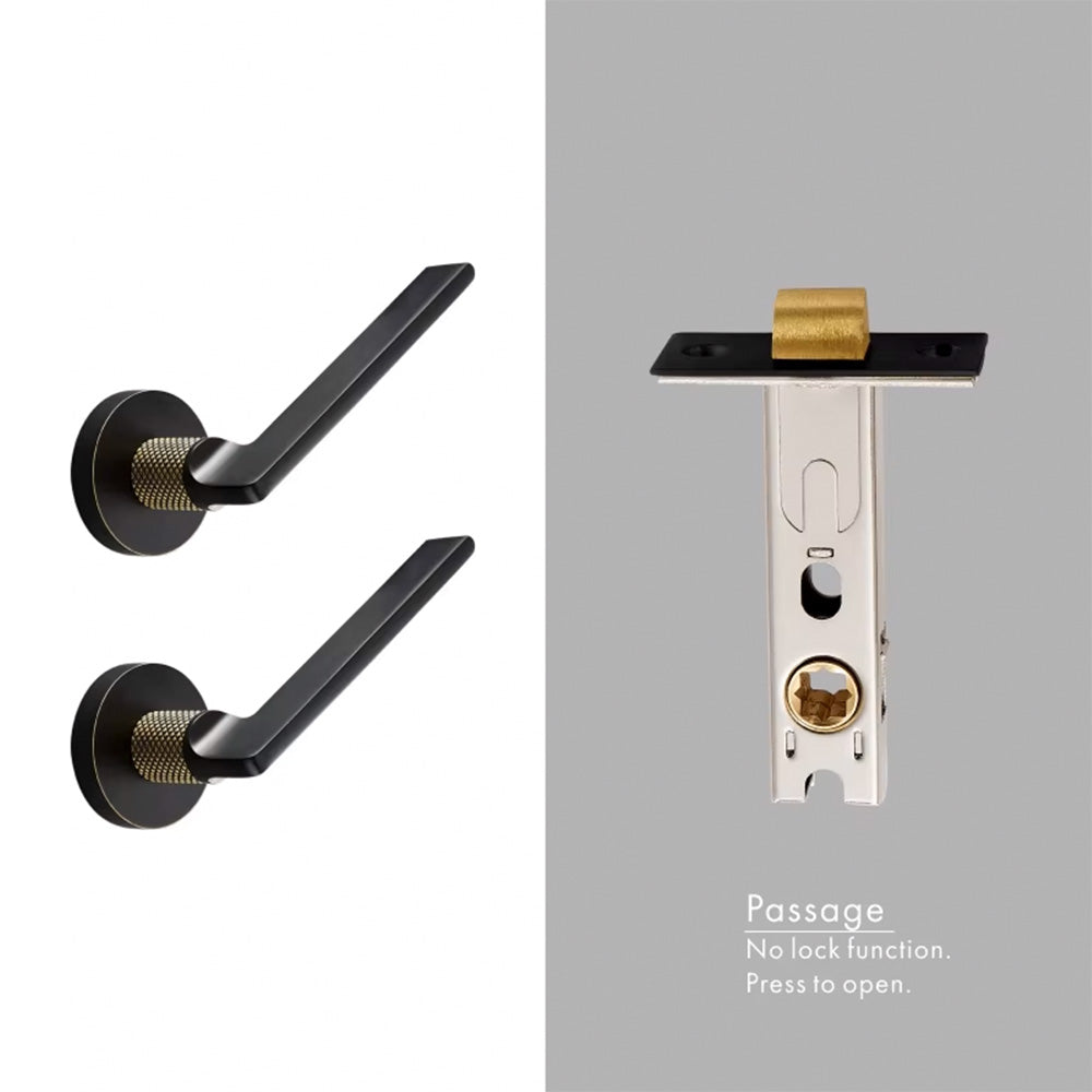 Dooroom Brass Door Lever Mute Black Gold Interior Bedroom Bathroom Wood Door Lock Set Dummy Handle Knob DOOROOM