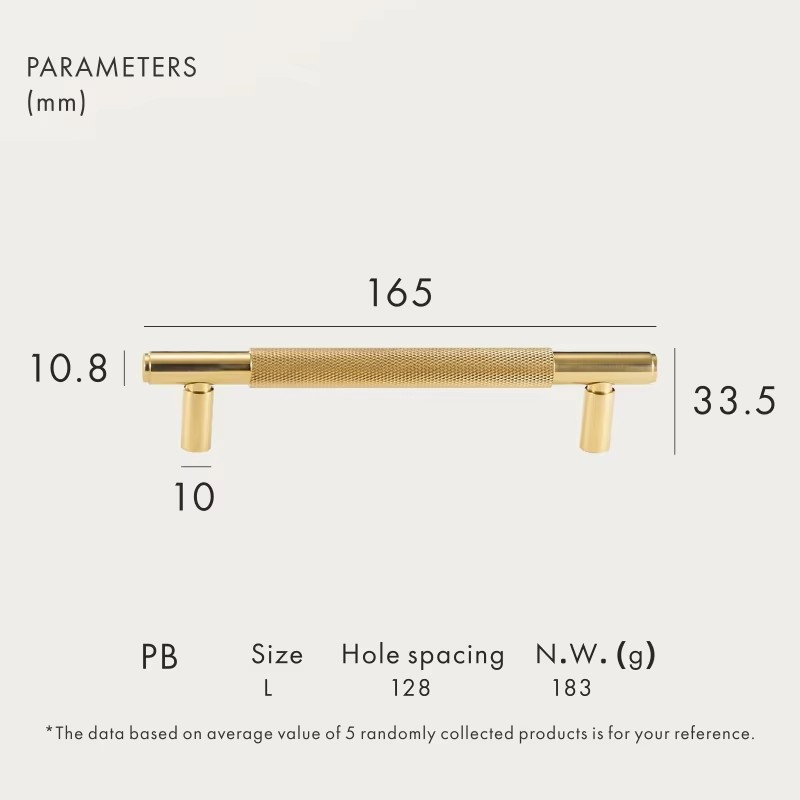Dooroom Brass Furniture Handles Modern Knurled Shiny Gold Cupboard Wardrobe Dresser Shoe Box Drawer Cabinet Knobs T-Bar DOOROOM