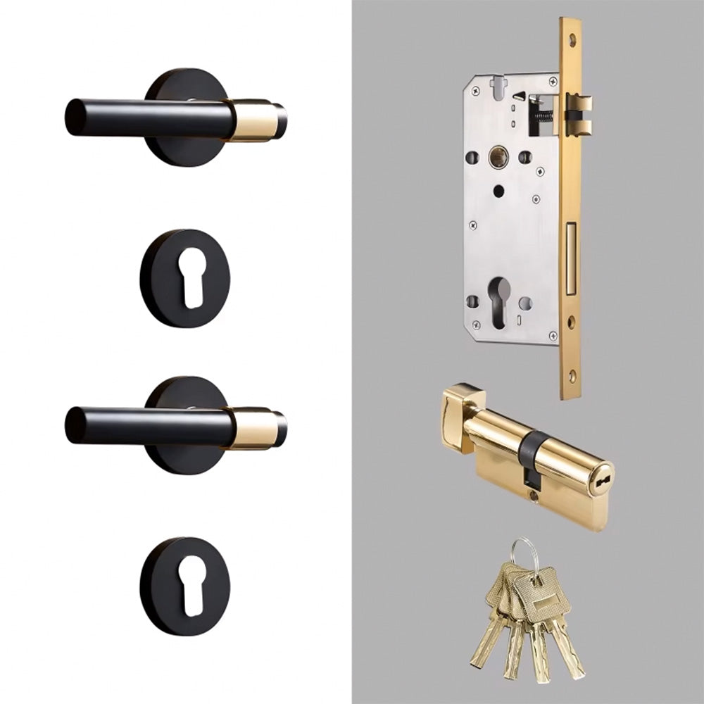 Dooroom Brass Lever Light Luxury Black Gold Modern Fashion Interior Room Bedroom Bathroom Solid Wood Door Lock Split Handle Knob DOOROOM