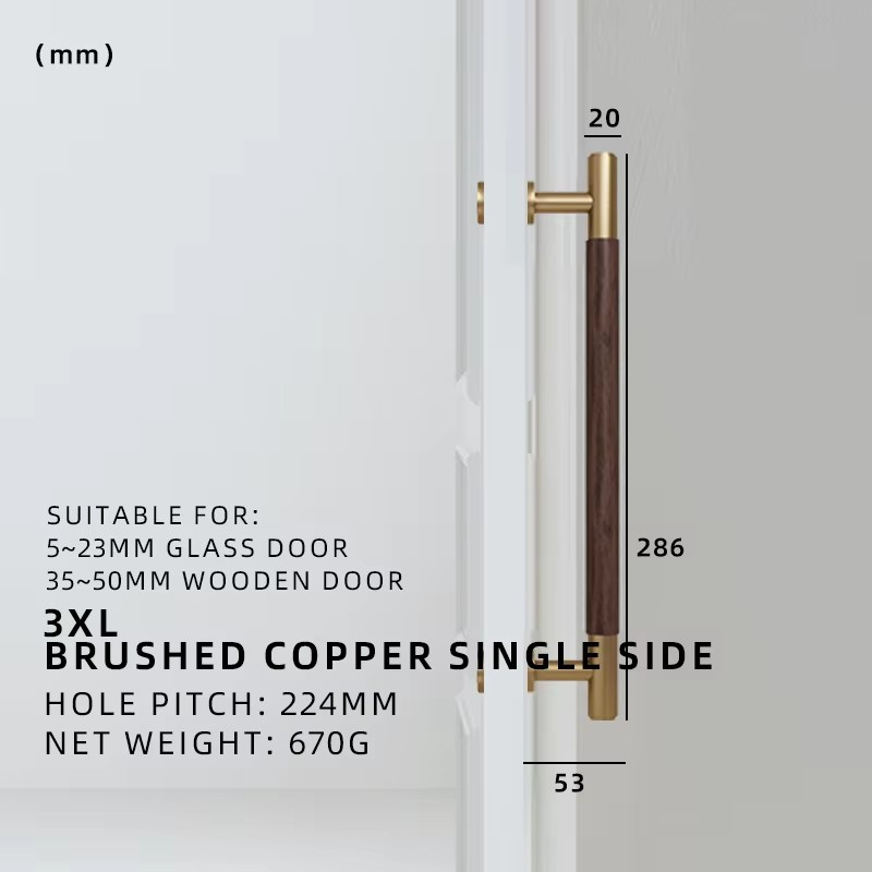 Dooroom Antique Brass Door Double Single Sided Stripe Linear Pull Bar Walnut Wood Gate Glass Door Shower Room Handles DOOROOM