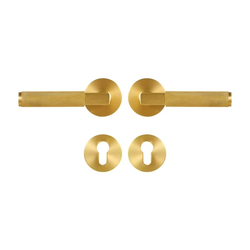 Dooroom thumbturn Knurled Brass Door Lock Set Modern Interior Bedroom Bathroom Wood Door Lever Set Dummy Privacy Passage Lock DOOROOM