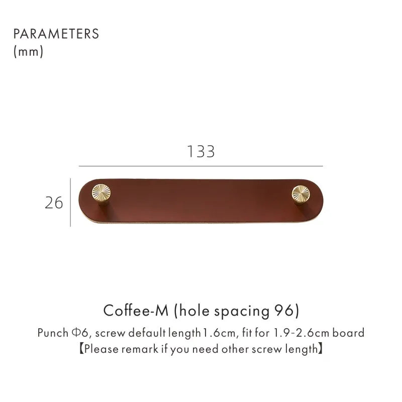 Dooroom Brass Furniture Handles Red Cow Leather Nordic DOOROOM