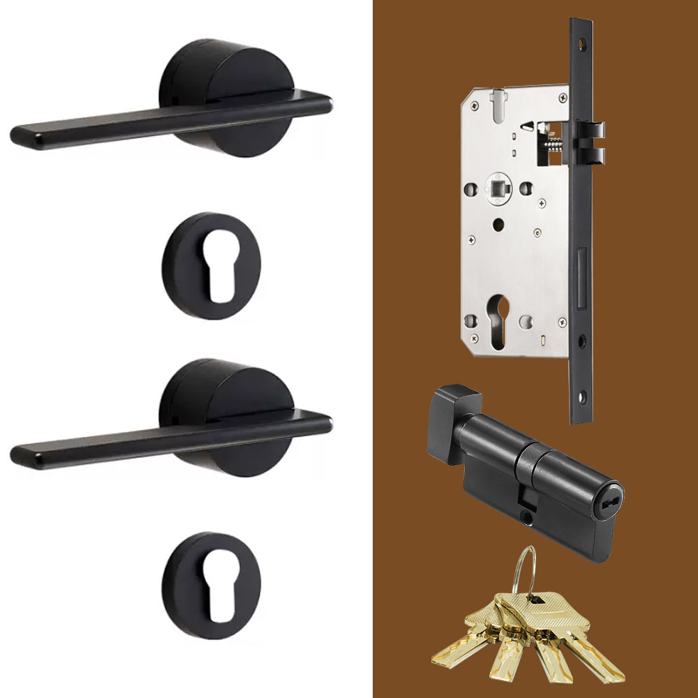 Dooroom Brass Door Lock Set Modern Gold Black Silver Interiror Bedroom Bathroom Double Wood Door Lever Set Dummy Handle Knob DOOROOM