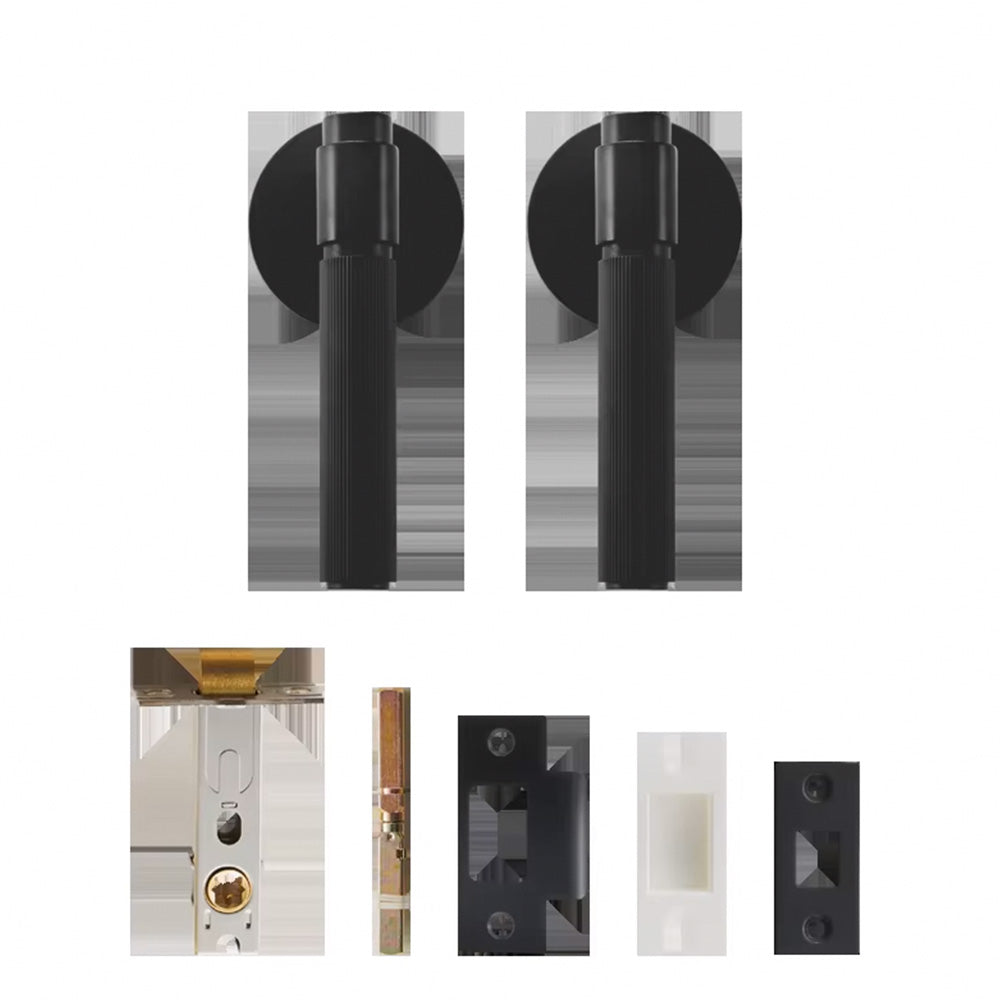 Dooroom US Standard for 2-1/8" Brass Privacy Passage Stripe Door Lock Set Gold Black Antique Bronze Optional Round Panel DOOROOM