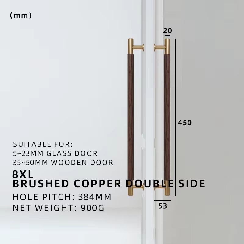 Dooroom Antique Brass Door Double Single Sided Stripe Linear Pull Bar Walnut Wood Gate Glass Door Shower Room Handles DOOROOM