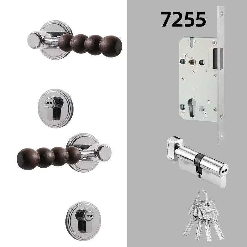 Dooroom Brass Walnut Door Lock Set Modern Walnut Wood Modern Furniture Room Door Handle Magnetic Mute Bathroom Bedroom Door Lock DOOROOM