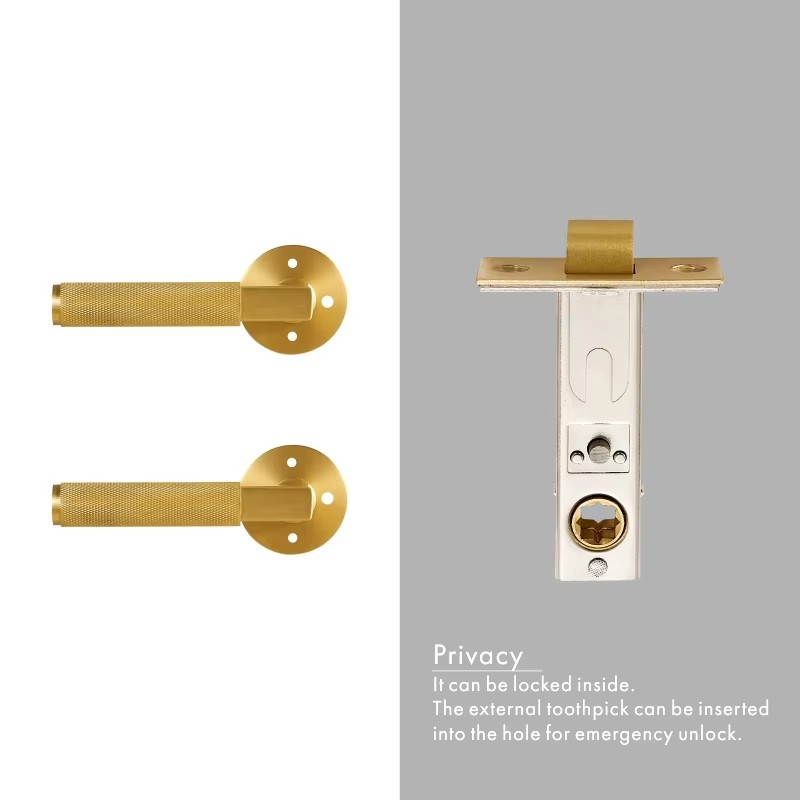 Dooroom thumbturn Knurled Brass Door Lock Set Modern Interior Bedroom Bathroom Wood Door Lever Set Dummy Privacy Passage Lock DOOROOM