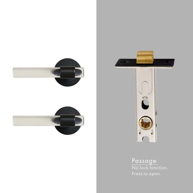 Dooroom Brass Acrylic Door Lock Set Modern Interior Bedroom Bathroom Double Wood Door Lever Set Dummy Privacy Passage Lock Set DOOROOM