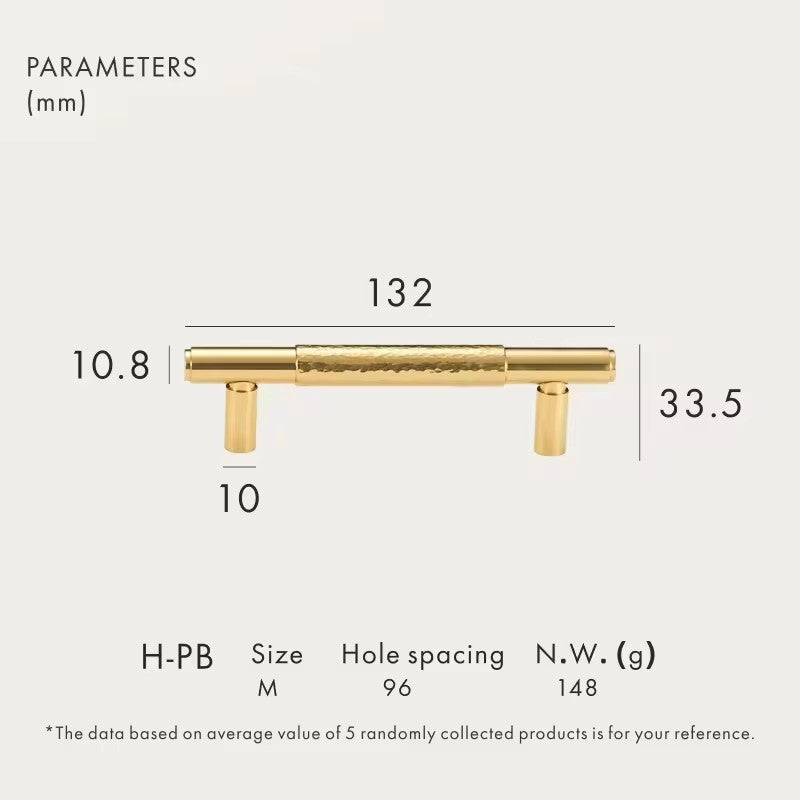 Dooroom Brass Furniture Handles Modern Hammered Yellow Bronze Cupboard Wardrobe Dresser Shoe Box Drawer Cabinet Knobs T-Bar DOOROOM
