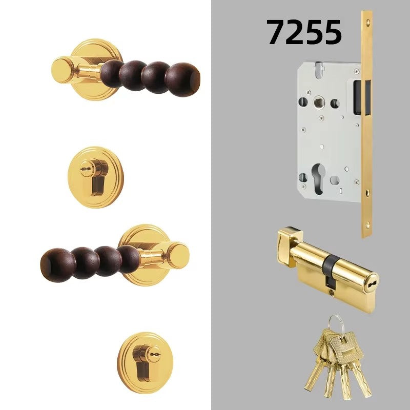 Dooroom Brass Walnut Door Lock Set Modern Walnut Wood Modern Furniture Room Door Handle Magnetic Mute Bathroom Bedroom Door Lock DOOROOM