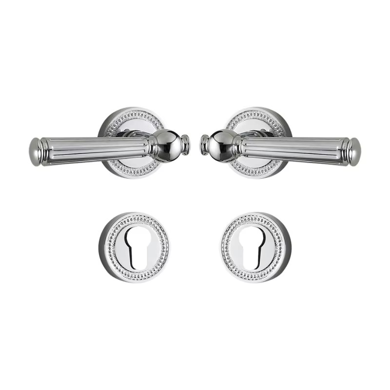 Dooroom Brass Door Lock Set Modern Shiny Chrome Interior Bedroom Bathroom Double Wood Door Lever Set Dummy Handle DOOROOM