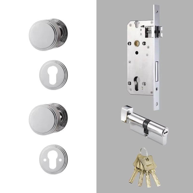 Dooroom Brass Door Lock Set PVD Shiny Gold Bright Chrome Interior Bedroom Bathroom Double Wood Door Lever Dummy Passage Privacy DOOROOM