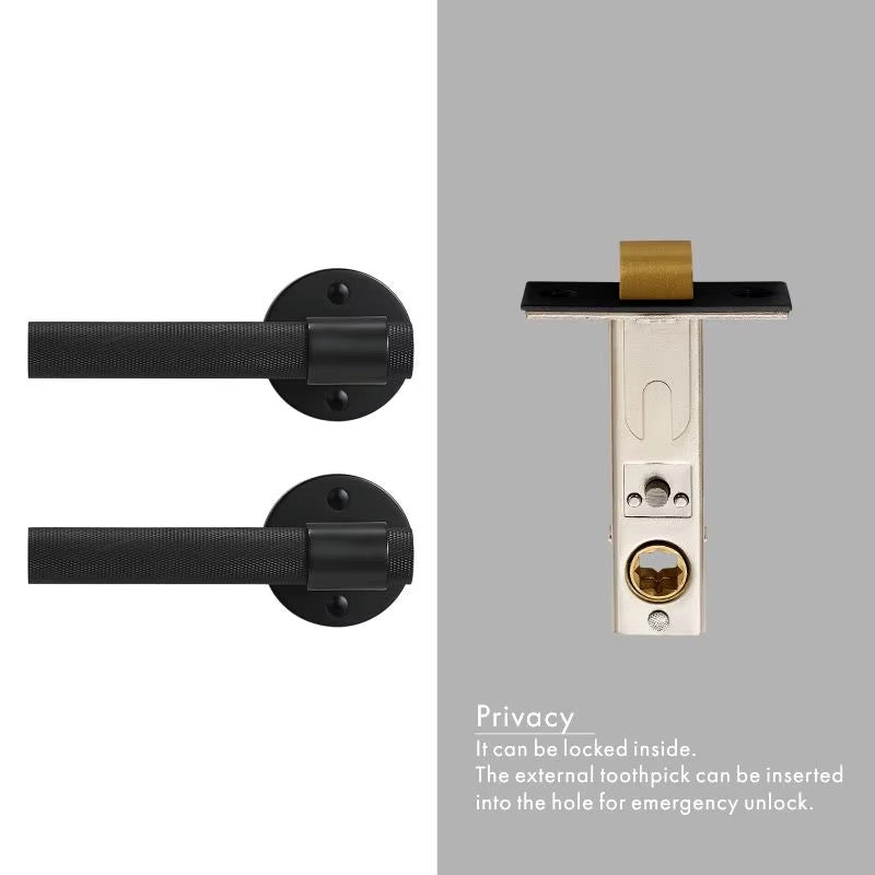 Dooroom Brass Knurled Door Lock Set Black Gold Interior Bedroom Bathroom Double Wood Door Lever Set Dummy Privacy DOOROOM