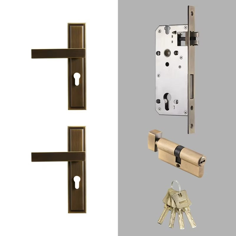 Dooroom Brass Door Lever Set Mute Italian American Interior Room Bedroom Bathroom  Double Open Wood Door Lock Dummy Handle Pull DOOROOM