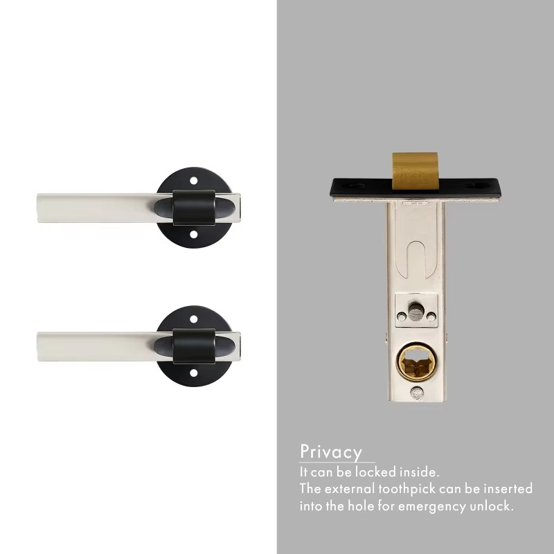 Dooroom Brass Acrylic Door Lock Set Modern Interior Bedroom Bathroom Double Wood Door Lever Set Dummy Privacy Passage Lock Set DOOROOM