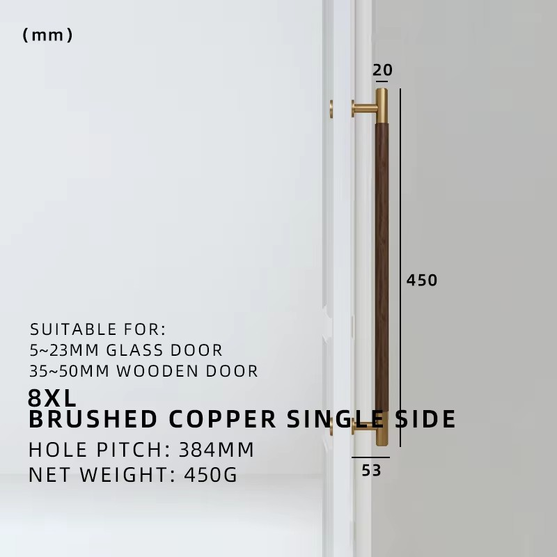 Dooroom Antique Brass Door Double Single Sided Stripe Linear Pull Bar Walnut Wood Gate Glass Door Shower Room Handles DOOROOM