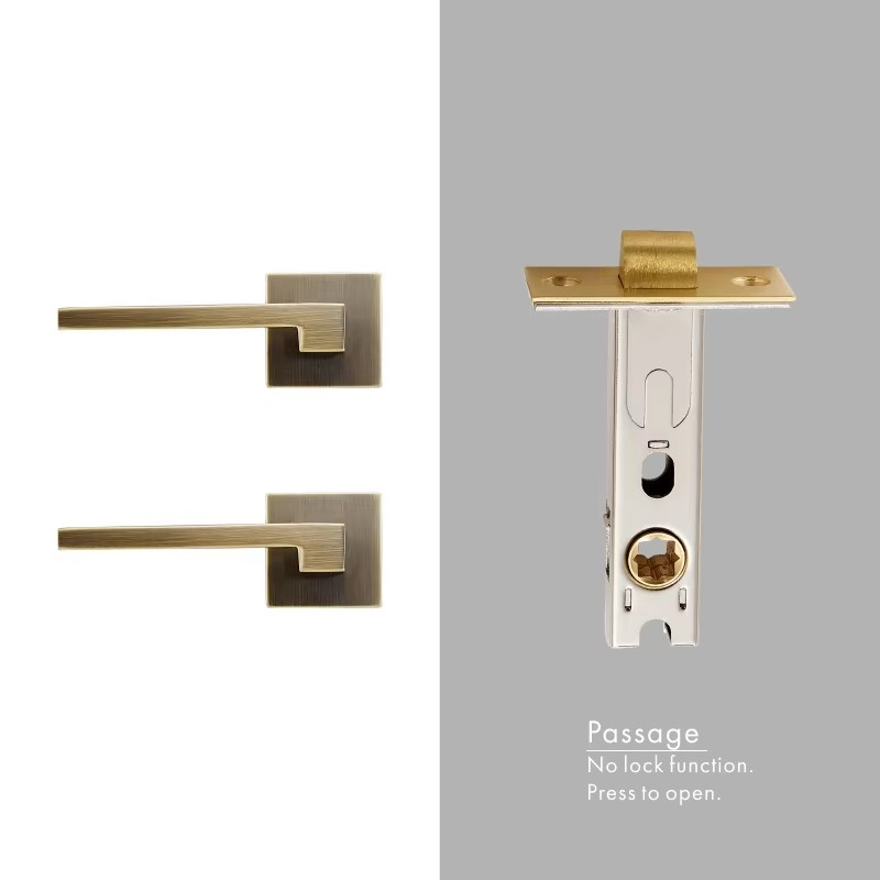 Dooroom Brass Door Lever American Nordic Modern Solid Wood Interior Door Lock Bedroom Split Mechanical Set Handle Black Square DOOROOM