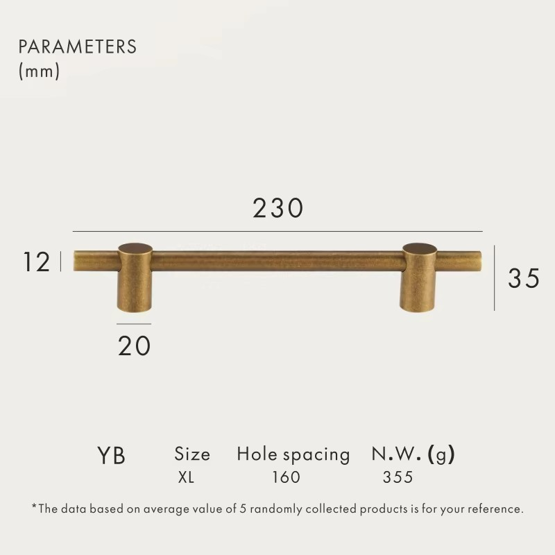 Dooroom Brass Furniture Handles Modern Yellow Bronze Cupboard Wardrobe Dresser Shoe Box Drawer Cabinet Knobs T-Bar DOOROOM