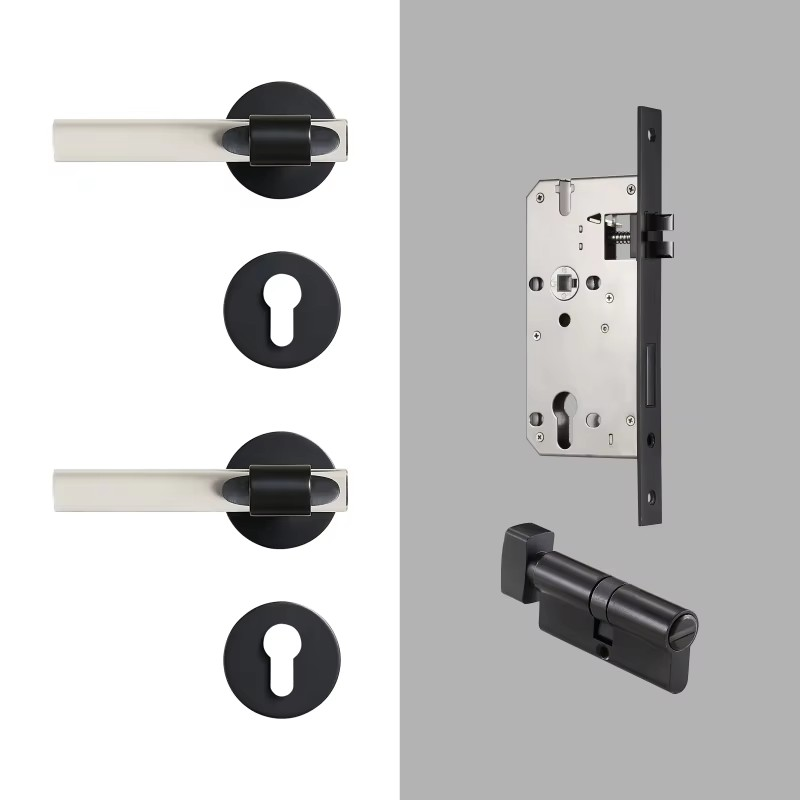 Dooroom Brass Acrylic Door Lock Set Modern Interior Bedroom Bathroom Double Wood Door Lever Set Dummy Privacy Passage Lock Set DOOROOM