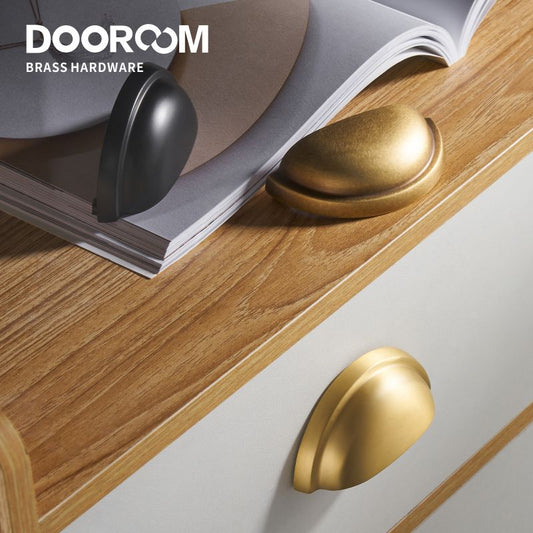 Dooroom Brass Furniture Handles Matt Brushed Nickel Yellow Bronze Cup Handle Cupboard Wardrobe Dresser Shoe Box Drawer Bin Pulls DOOROOM