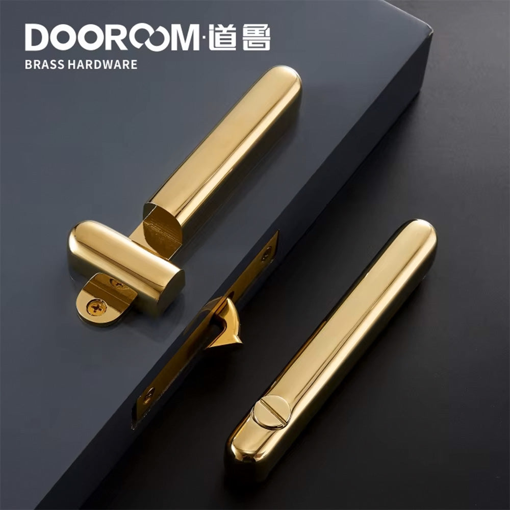 Dooroom Brass Sliding Door Lock Set Handles Gold PVD Black Interior Living Room Bathroom Balcony Kitchen DOOROOM