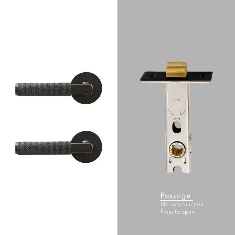 Dooroom thumbturn Knurled Brass Door Lock Set Modern Interior Bedroom Bathroom Wood Door Lever Set Dummy Privacy Passage Lock DOOROOM