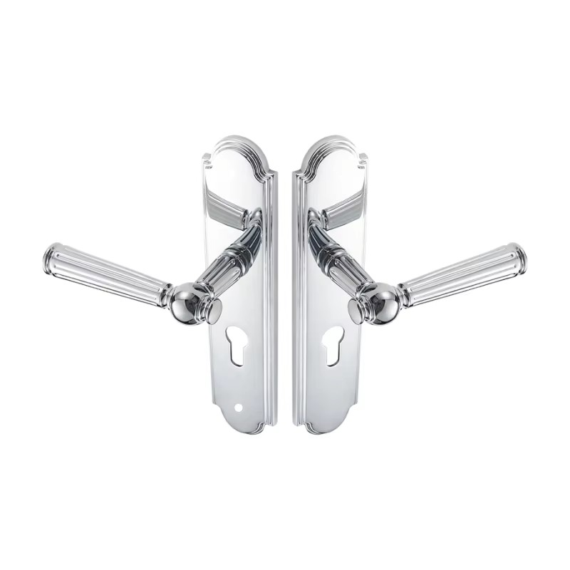 Dooroom Brass Door Lock Set Modern Shiny Chrome Interior Bedroom Bathroom Double Wood Door Lever Set Dummy Handle DOOROOM